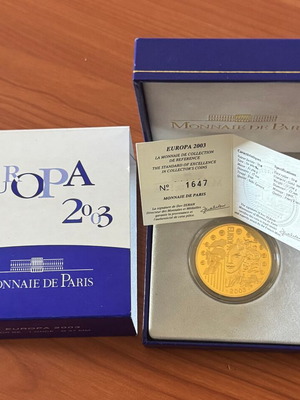 France 2003 50 Euro Gold Proof Coin 1st Anniversary of Euro