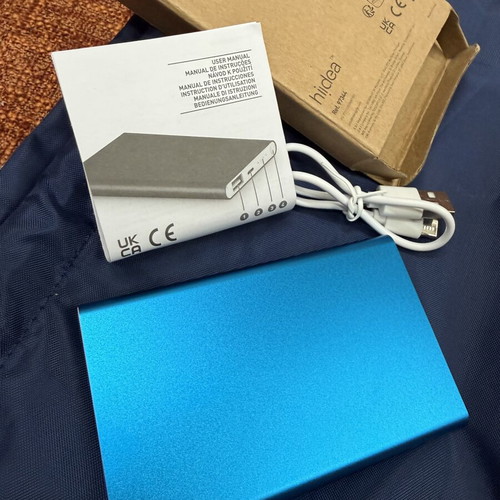 Power Bank 4000mAh new, blue matte aluminum with design