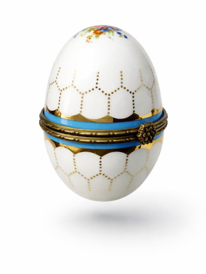 Διακοσμητικό αυγό από πορσελάνη καινούργιο με floral μοτίβα και χρυσές λεπτομέρειες