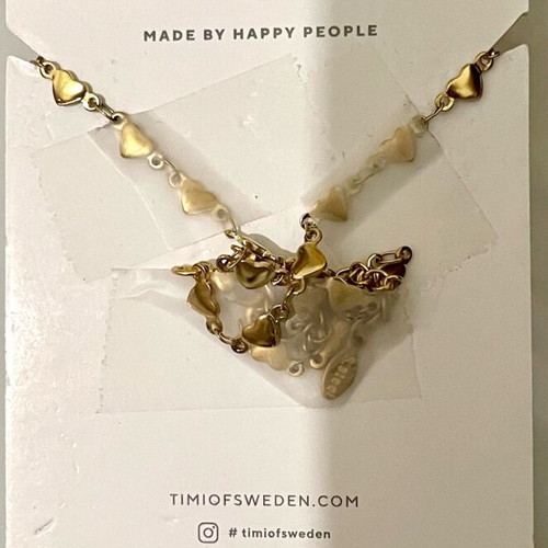 Heart chain necklace stainless steel Timi of Sweden handmade new gold