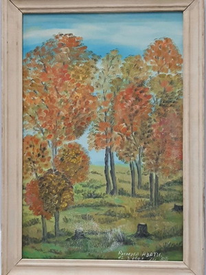 Oil painting on fiberboard used, autumn trees by Rimma Azati