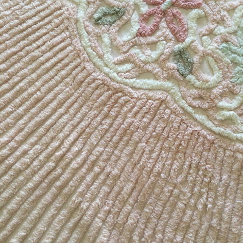 Vintage Chenille Bedspread King Size Used Floral Embossed