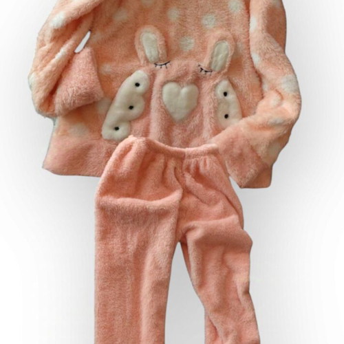 Fleece pajamas pink with bunny design like new, small