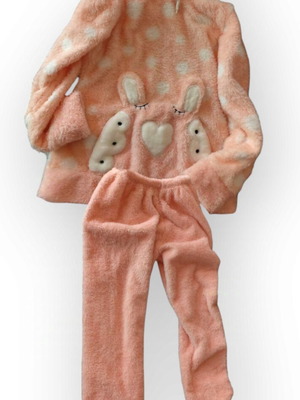 Fleece pajamas pink with bunny design like new, small