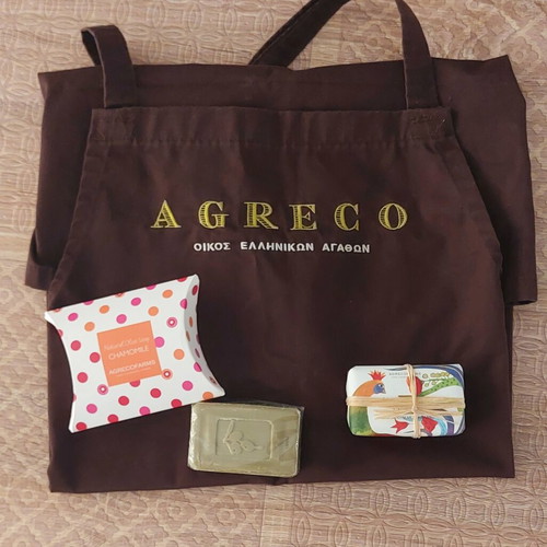 Agreco Farms Traditional Olive Oil Soap Set with Cooking Apron