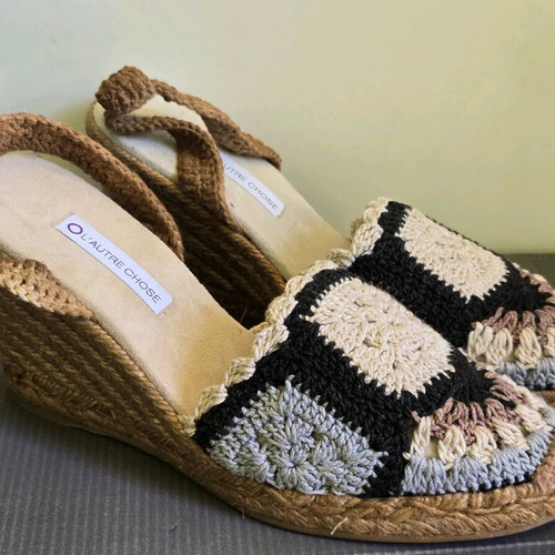 L'Autre Chose Platform Shoes New Italian Woven Espadrille Style
