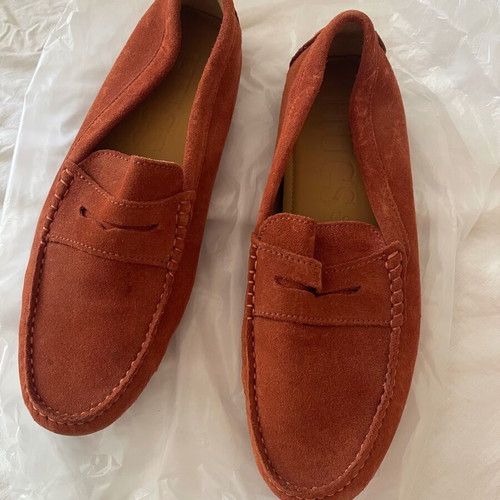 Hugs & Co men's castor moccasins used, UK size 9, orange