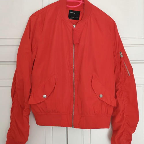 Bershka bomber lightweight summer jacket, red, size L