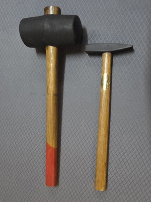 Set mallet and hammer with wooden handles, new