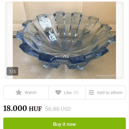Art Deco fruit bowl by Schrotter 1930 like new pressed glass
