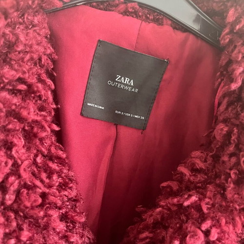 Zara faux fur style coat red like new