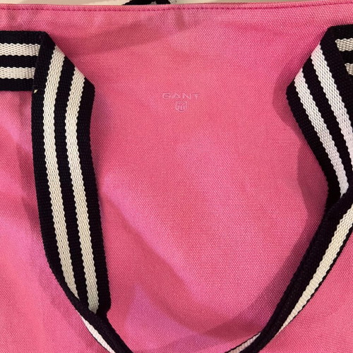 Gant bag large size, used, canvas pink/fuchsia with white/black handles