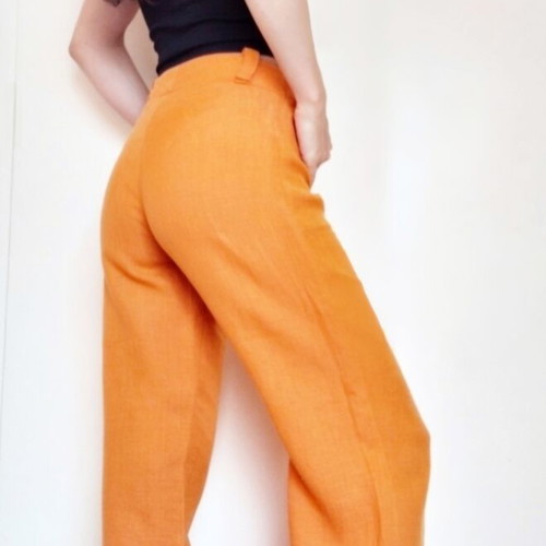 Vintage linen pants XS, like new, orange