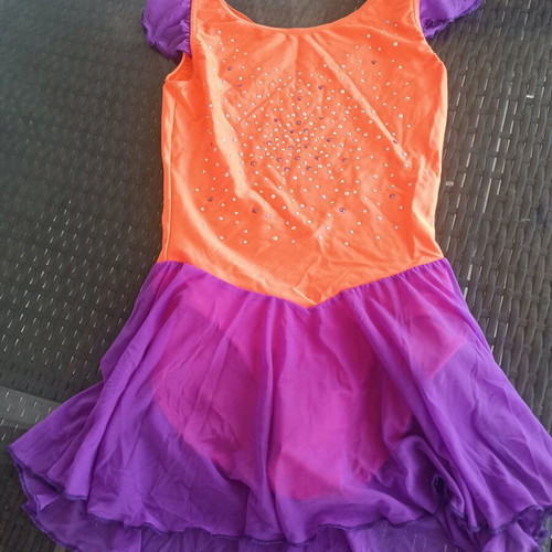 Handmade orange-purple dance dress for 7–8 years like new