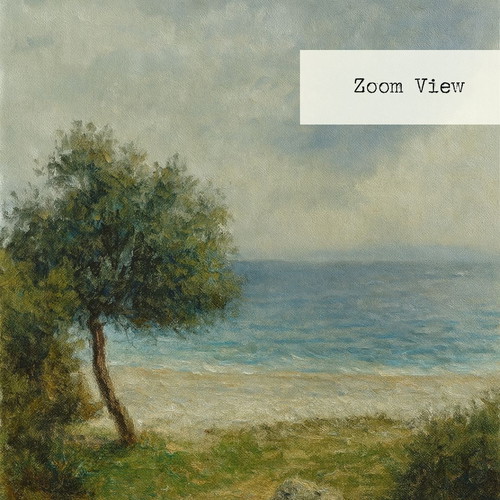 Moody Mediterranean Landscape Fine Art Print with Wooden Frame 10x15 cm new