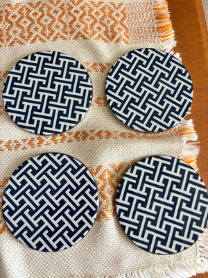 Porcelain coasters new, set of 4 with pads