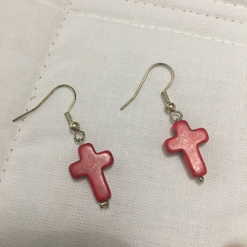 Cross earrings new red from haolite