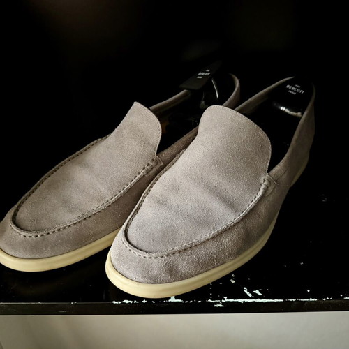 Loro Piana Summer Walks grey moccasin shoes size 43.5