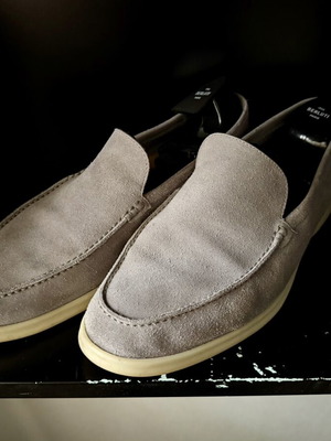 Loro Piana Summer Walks grey moccasin shoes size 43.5
