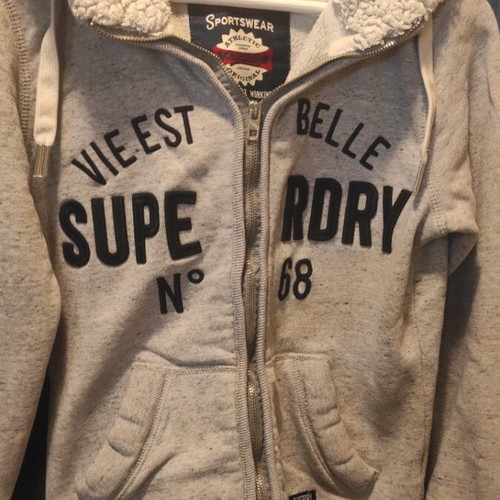 Superdry Aria Applique Zip Hoodie women's size M used, grey