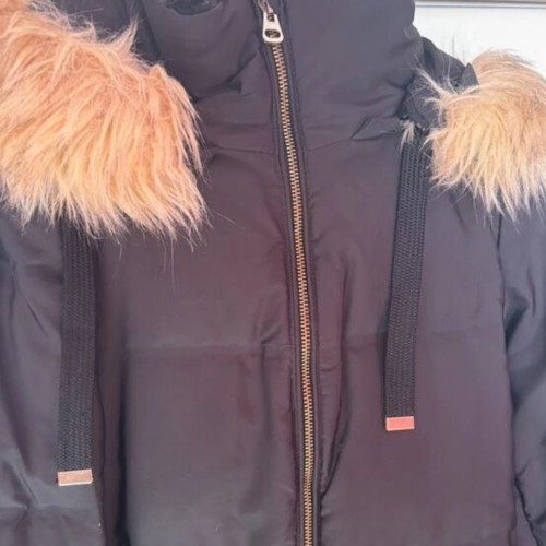 Women's black jacket like new with fur hood size M