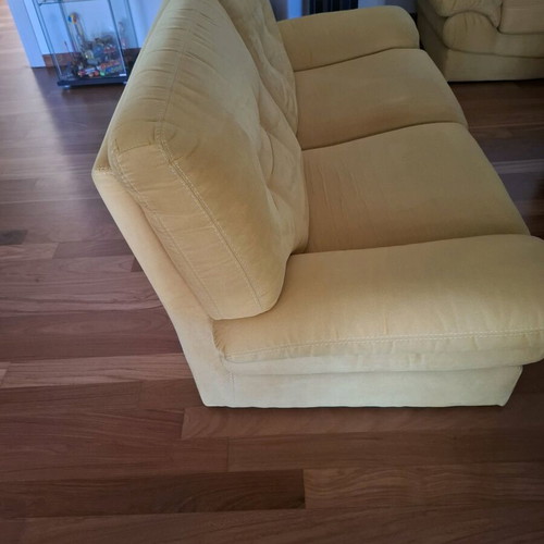 Living room sofas like new, 2 Italian origin, suede fabric