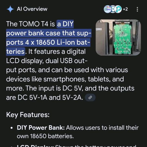 Powerbank Tomo T4 used with removable 18650 battery