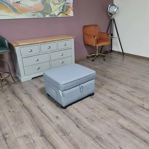Gray leather stool with storage function new, artificial leather
