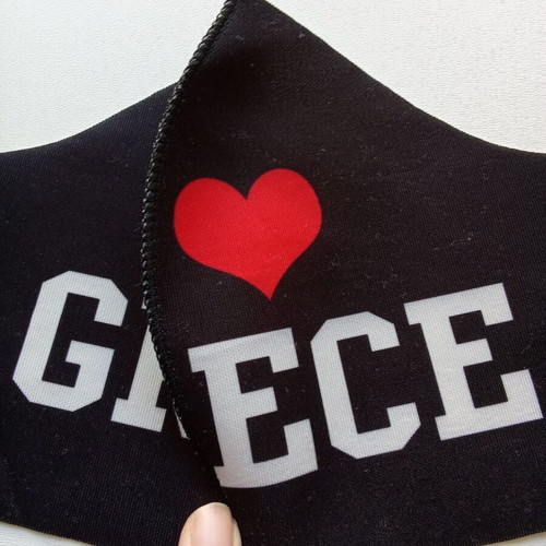 Fabric protection mask like new, washable, I ❤ Greece black