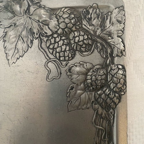 Tin tray used, art nouveau, with Achille Gamba marks