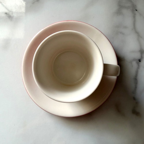 Starbucks coffee cup new, red with porcelain saucer
