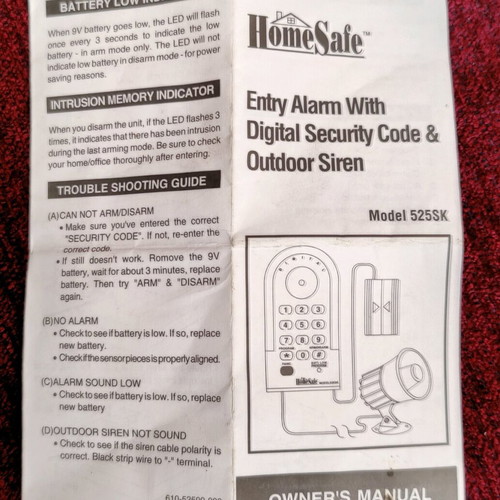 Home Safe 525SK contact alarm new