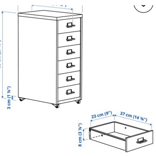 Helmer drawer unit with wheels, like new, 28x69 cm