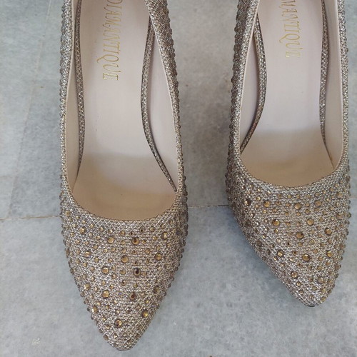 Diamantique high heels size 39 gold with rhinestones new