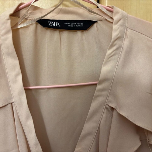 Zara shirt pink beige with ruffles like new, oversized fit