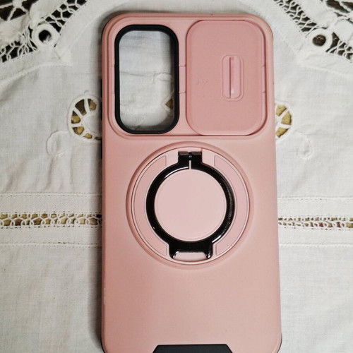 Samsung Galaxy A55 5G pink case used with camera cover