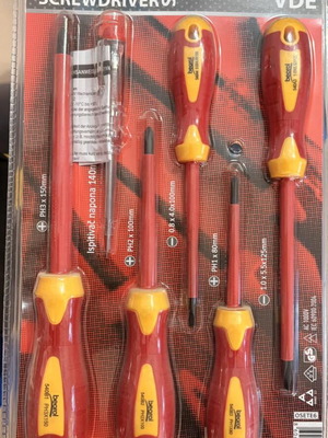 Beorol VDE insulated screwdriver set of 6 new with voltage tester