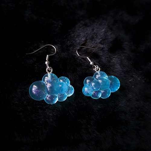 Blue cloud earrings new, stainless steel hooks