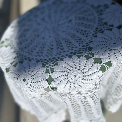 Crochet Tablecloth white round 80cm diameter handmade