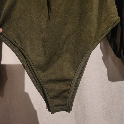 Khaki shirt bodysuit used with transparent sleeves size M