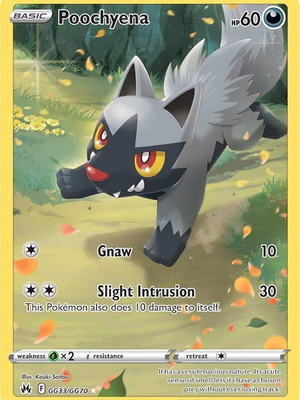 Poochyena Pokemon collectible card new GG33/GG70