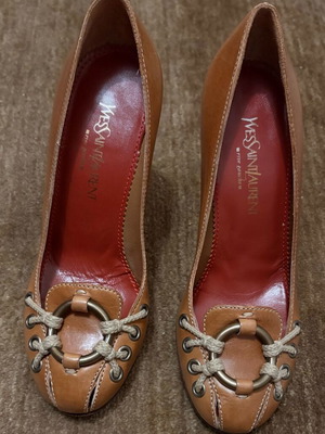 YSL Yves Saint Laurent Rive Gauche camel heels like new, size 36