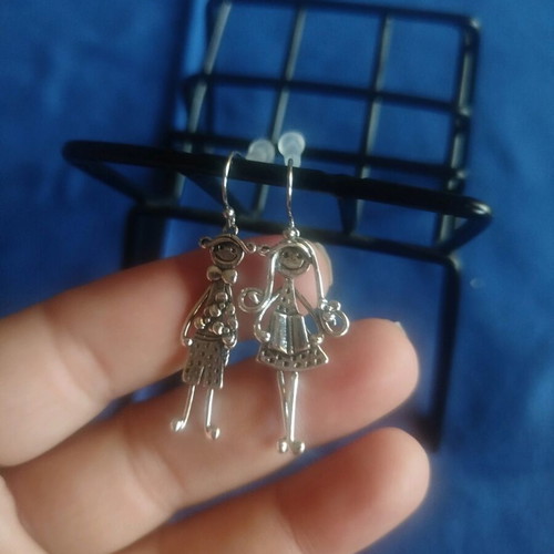Peg dangling earrings new, silver large pair