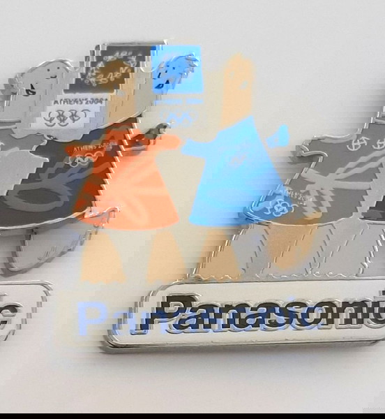 ΑΘΗΝΑ 2004 ΟΛΥΜΠΙΑΚΟΙ ΑΓΩΝΕΣ - panasonic sponsor κινούμενο pin (καρφίτσα), με τα mascots