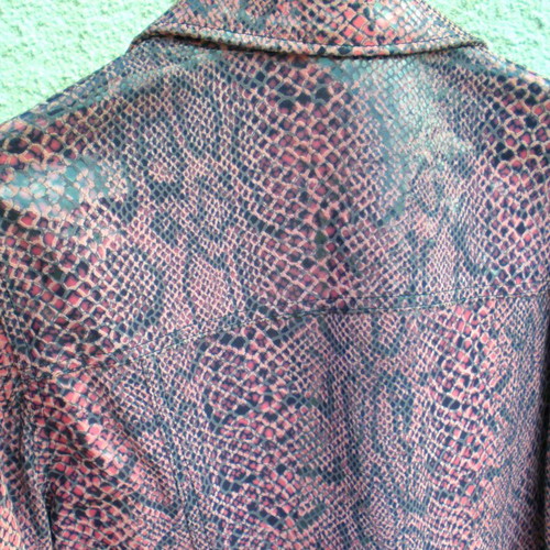 Women's leather jacket with pink and grey snake print, International Leatherwear