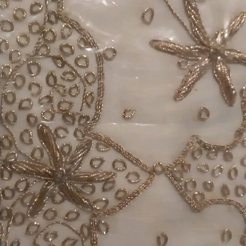 Decorative satin embroidered pillowcases with golden beads new, set of 4