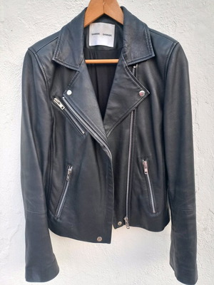 Samsoe & Samsoe leather jacket used, black, size M
