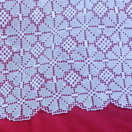 Filet lace doily used, handmade vintage 45×52 from Tinos