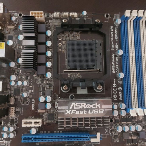 AsRock 970 Extreme4 AM3+ motherboard used, functional with updated BIOS