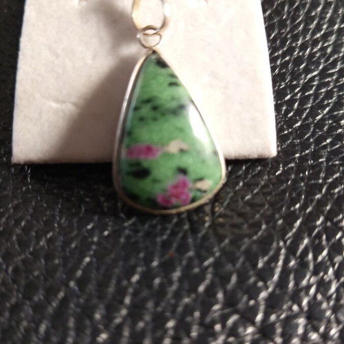 Silver necklace with natural energy crystals and ruby